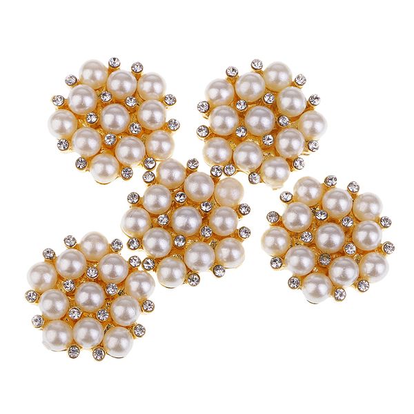 

5 pieces cluster pearl flower pearl diamante crystal rhinestone buttons embellishments flatbacks appliques for decor wedding invitation