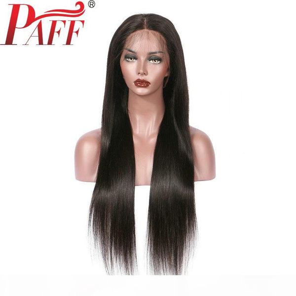 

паф 13 * 6 deep glueless фронта шнурка человеческих волос парики длинные прямые перуанский волос remy парик отбеленные узлы, Black;brown