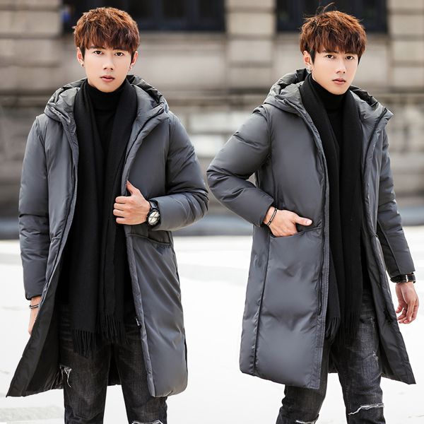 

men's middle and long simple warm 2020 new winter clothing tide brand tooling thickened coat down jacket, Black