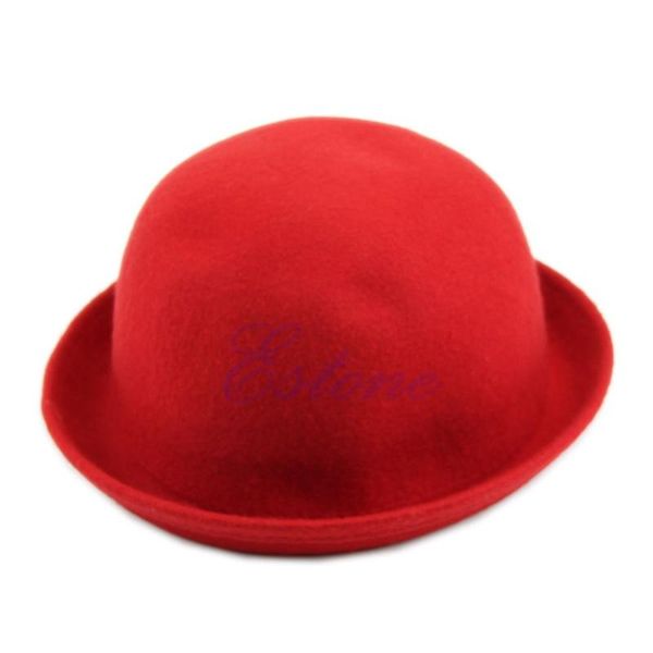 

stingy brim hats 2021 vintage ladies women flanging wool cap cute trendy solid bowler hat, Blue;gray