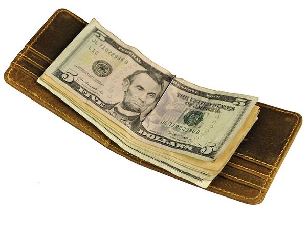 

new cattle men male vintage real genuine leather small slim card holder cash clip mini handy wallet purse 1055, Red;black