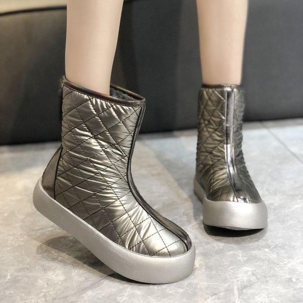 

snow boots women's autumn and winter new flat-bottomed plus velvet warm short boots waterproof non-slip cotton comfortable, Black