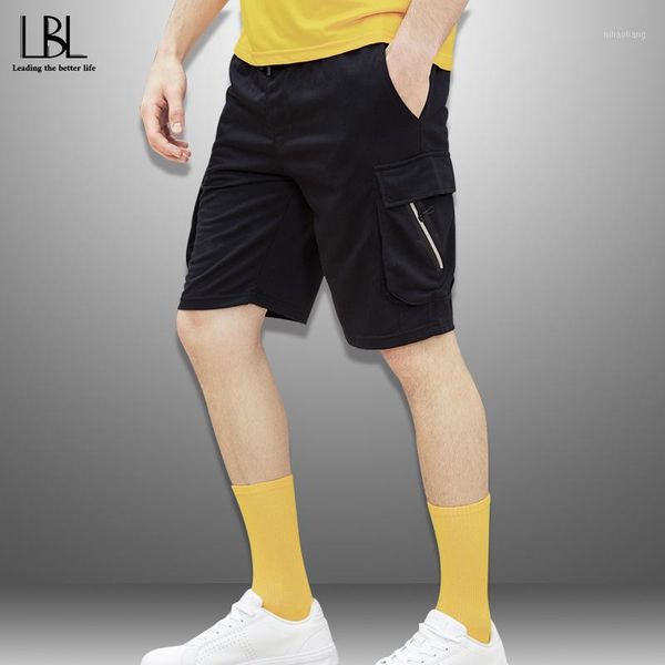 

2020 solid men's shorts 4xl summer mens beach shorts outwear casual tactical men fitness clothing new short pants male1, White;black