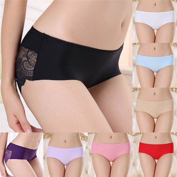 

2019 fashion women's lingerie panties women pure cotton knickers ice-silk seamless ladies under 661nk10, Black;pink
