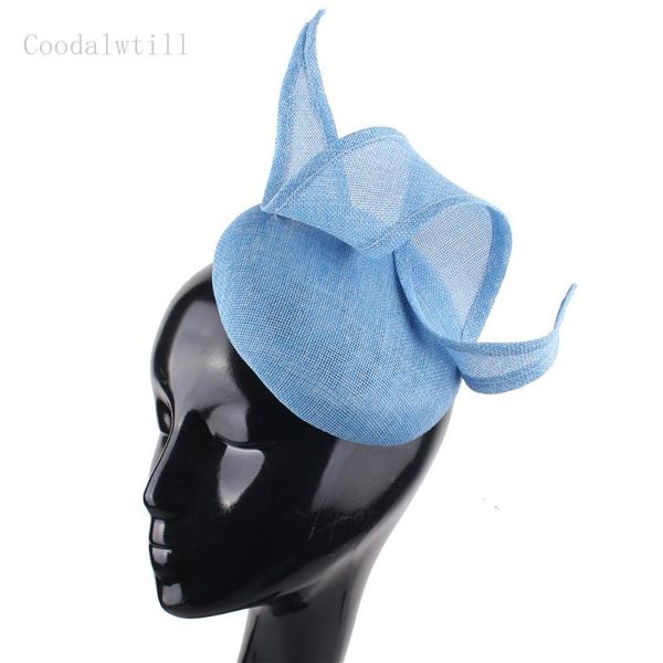 

stingy brim hats imitattion charming headpiece women formal fedora cap bride wedding fascinators headwear vent millinery for ladies, Blue;gray