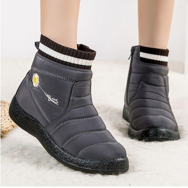 

women boots 2020 new women winter shoes zipper snow boots waterproof fabric winter shoes flats ankle botas mujer1, Black