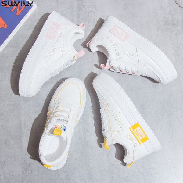 

swyivy chaussure white sneakers women casual shoes shallow 2020 spring fashion woman shoes platform ladies sneakers for women 1020, Black;white