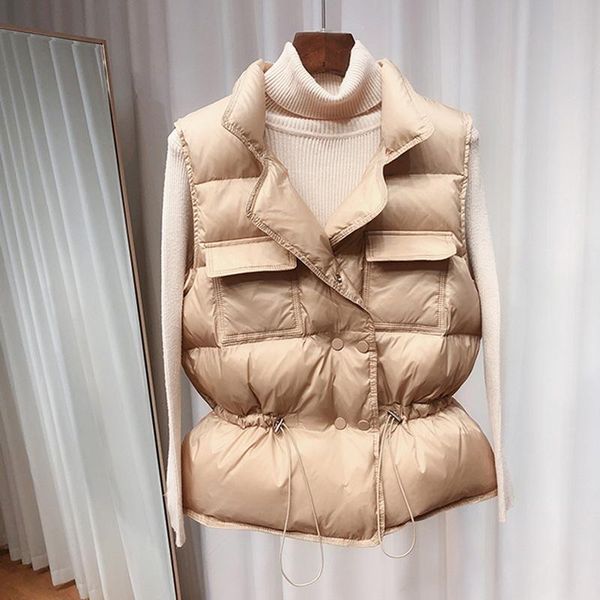 

light down vest women short vest windproof lightweight warm waistcoat female white duck down coat sleeveless 2020 winter, Gray;blue