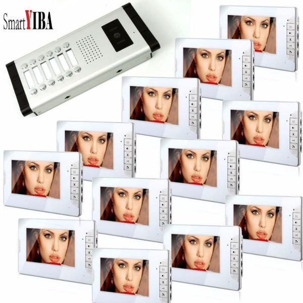 

video door phones smartyiba 7" apartment private flat security phone videocitofono casa system support 3 to 12 monitors for option1