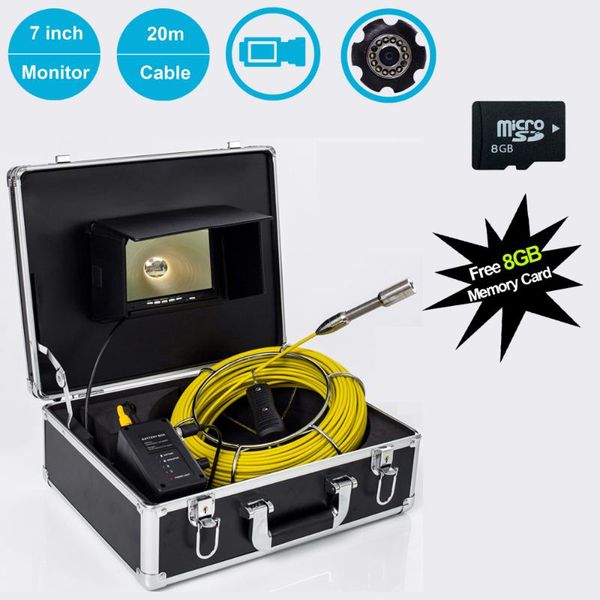 

20-50m cable 23mm pipe endoscope inspection camera system 7inch screen waterproof pipe sewer camera with dvr function