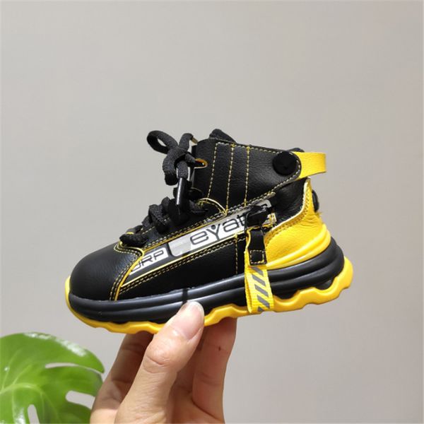 

kids genuine sports leather boys children's breathable fashion girls sneakers soft sole non-slip toddler baby shoes, Black;red