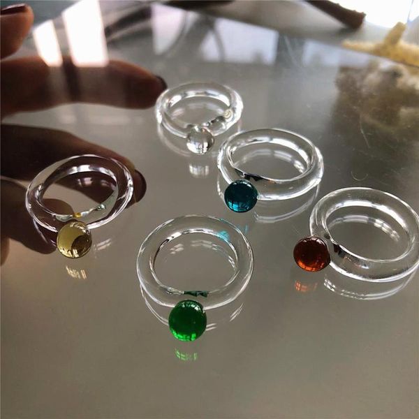 

wedding rings economical transparent single ball polychromatic resin ring.ins environmental protection pure feeling style, Slivery;golden