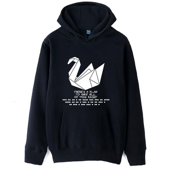 

man boys hoodie paper crane prison break there's a plan to make all of this right autumn winter fleece ziiart, Black