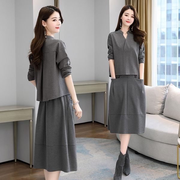

early autumn professional suit dressyounger age shows thincelebrity temperament is formal dressfashionabletwo-piece set of imperial sister i, Gray