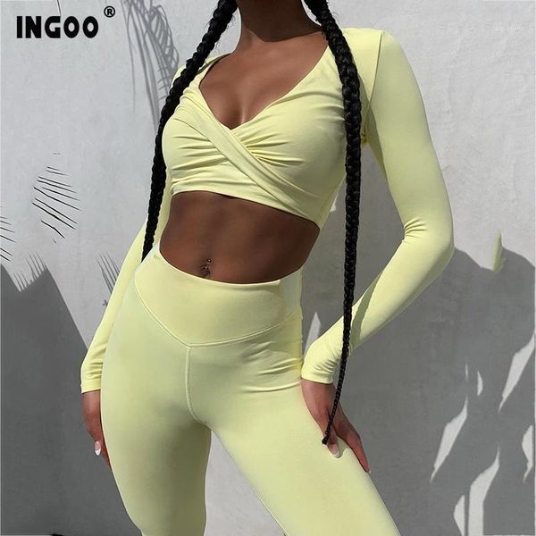 

summer sport set women v neck long sleeve crop and long pant reflective tracksuit two pieces sets streetwear outfits female1, Gray