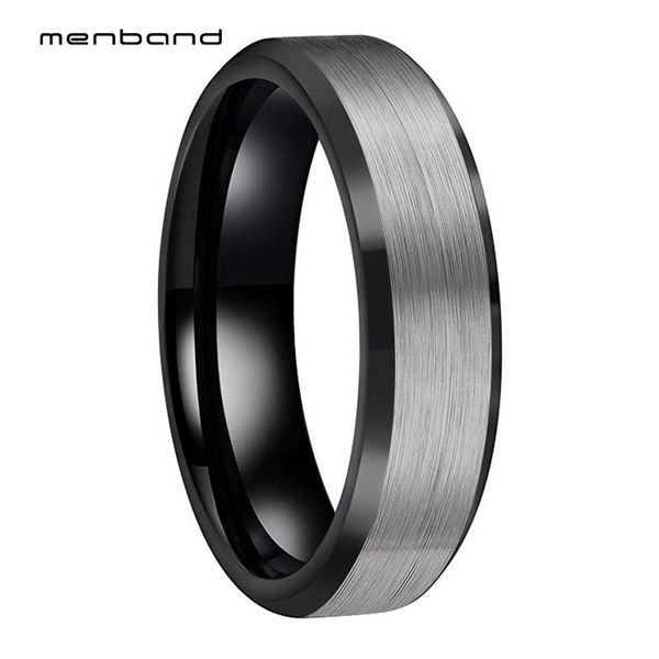 

wedding rings black women ring tungsten carbide with beveled brushed finish 6mm box available, Slivery;golden
