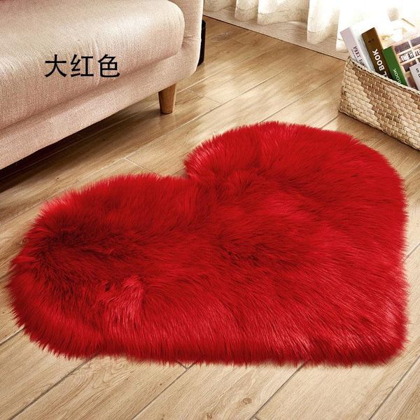 

long hairy rug shaggy carpet blue white pink heart shape fur rugs artificial wool sheepskin baby room bedroom soft door mat jlloru
