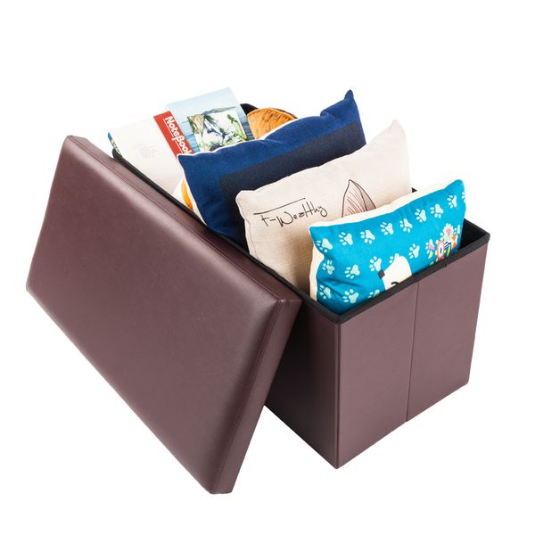 

living room furniture promotion rectangle shape practical pvc leather classic waterproof brown durable and safe footstool