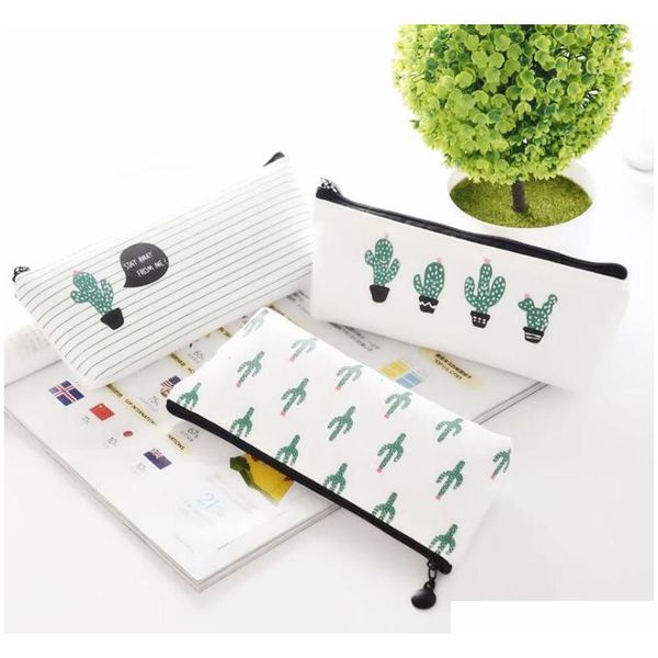 

cactus pencil case kawaii canvas zipper stationery estuches school cute pencil box pen bags pouch pocket coin purse lin4632 h4usn
