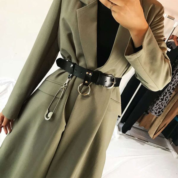

fashion cowhide women's coat waist cover wide decorative dress fashionable pin detachable leisure belt, Black;brown