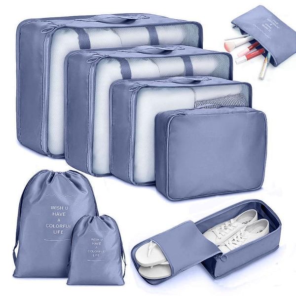 

6/8pcs waterproof travel bags clothes luggage organizer quilt blanket storage bag suitcase pouch packing cube bags1