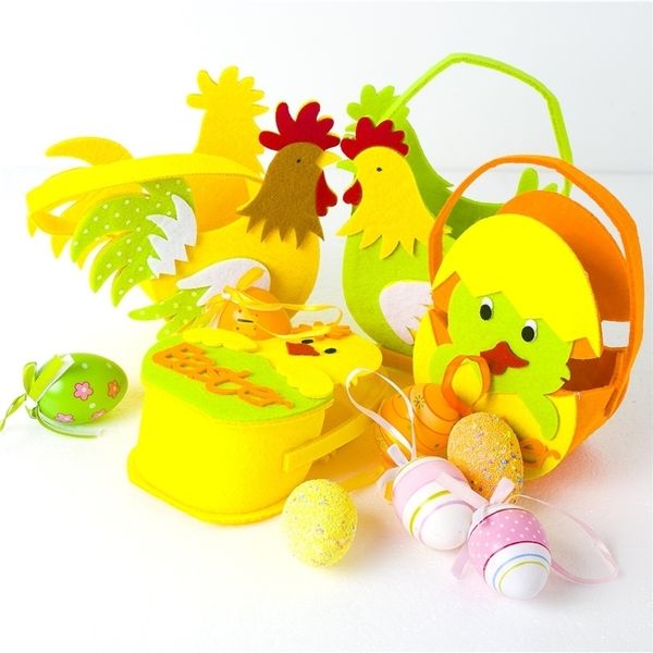 

easter basket non-woven cartoon cock handbasket children kids egg gift basket bucket candy storage basket handbag tote bag g12005, Black