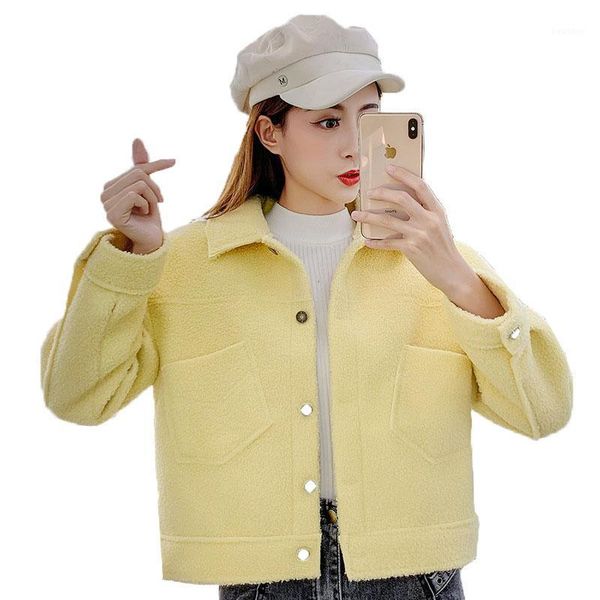 

2020 autumn winter new lambs wool thicken fur coats korean style teddy bear coat student ladies jacket short leisure 1, Black