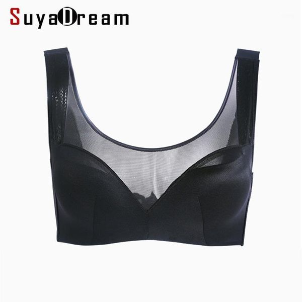 

suyadream basic women bras 100%silk lining wire 3/4 cups bra 2019 new1, Red;black