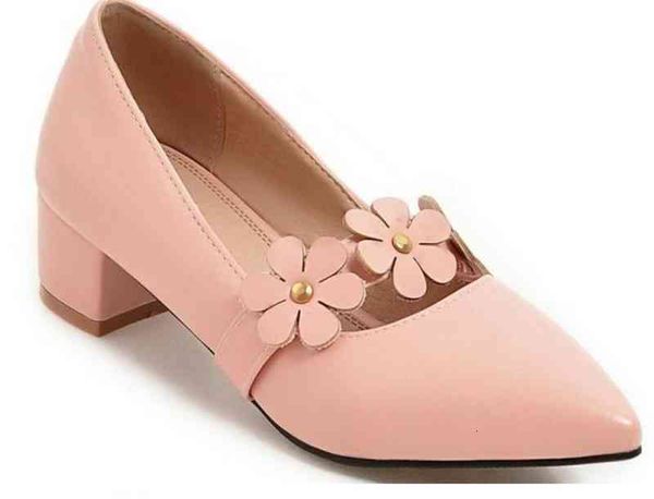 

shoes in women's spring and autumn middle coarse heel pointed end@265, Black