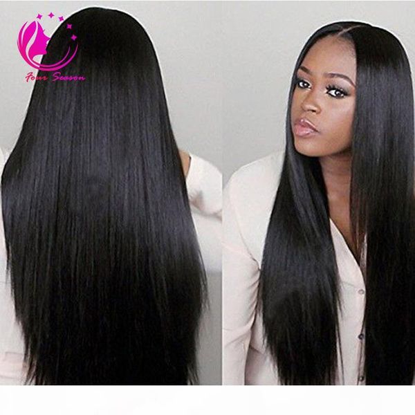 

brazilian silky straight lace front human hair wigs 130 density glueless full lace wig with baby hair for black women, Black;brown