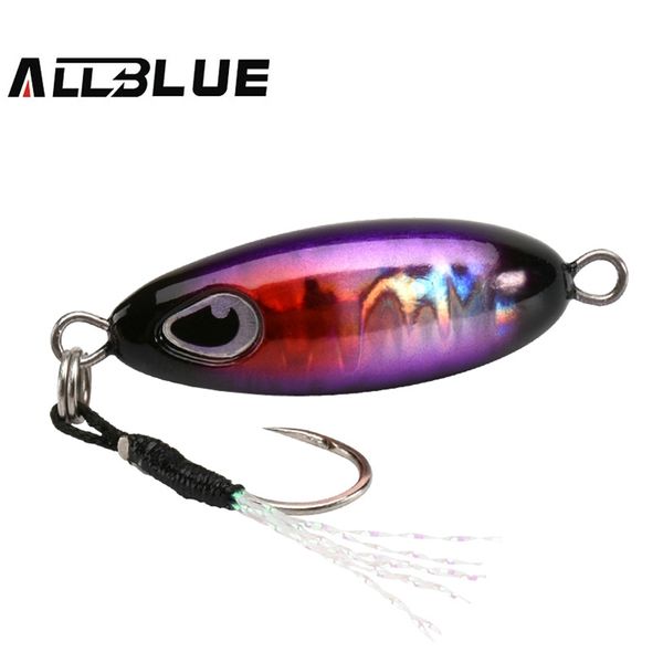 AllBlue Lento Drop 7g 10G 15G Micro Metal Metal Jig Costa Costa Casting Jigging Colher De Revestimento De Pesca De Água Artificial Isca De Bait 220118