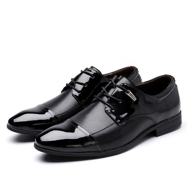 

итальянской кожа mens патентного платье обувь brown палец нога шнурок остроконечной вверх формальные свадебный костюм обувь британского бизн, Black