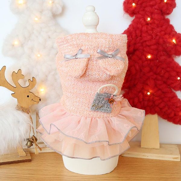 

pink dog dresses for autumn and winter wool bear ear pink warm cotton padded skirt cat dog pet clothes dogs clothes