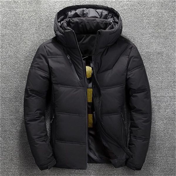 

coats casual warm men down jackets winter down mens designer plus size solid color thick lapel neck hooded, Black