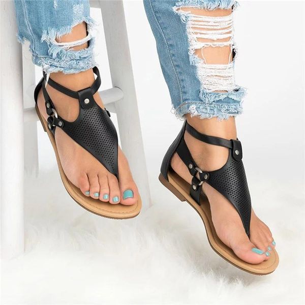 

sandals 2021 summer women's ladies roma flat mixed color peep toe casual shoes outside sexy, Black