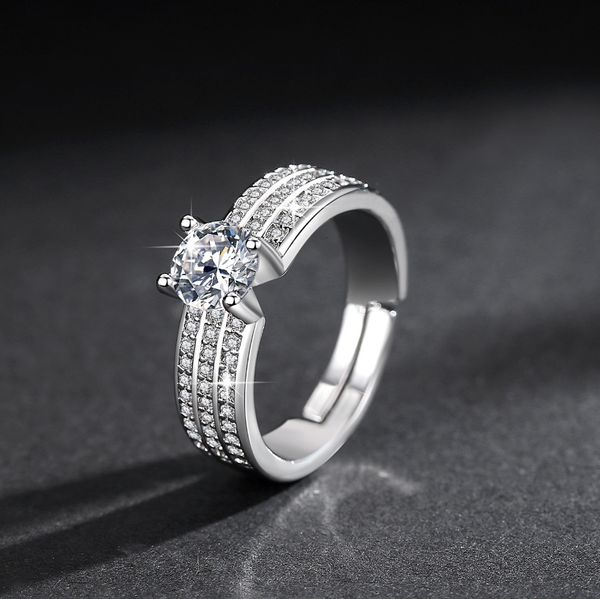 

exclamation four claws point hearts zircon eight arrows ring, Silver