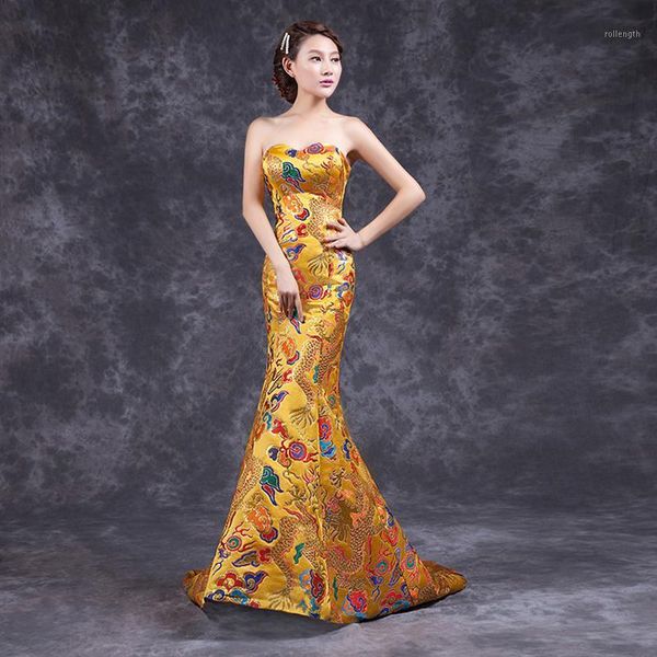 

fashion yellow cheongsam chinese traditional dress long qipao evening gowns china slim qi pao women antique dresses1, Red