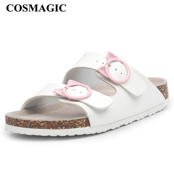 

cosmagic 2020 new summer women beach cork slippers casual double buckle clogs slides non-slip outside shoe x1020, Black