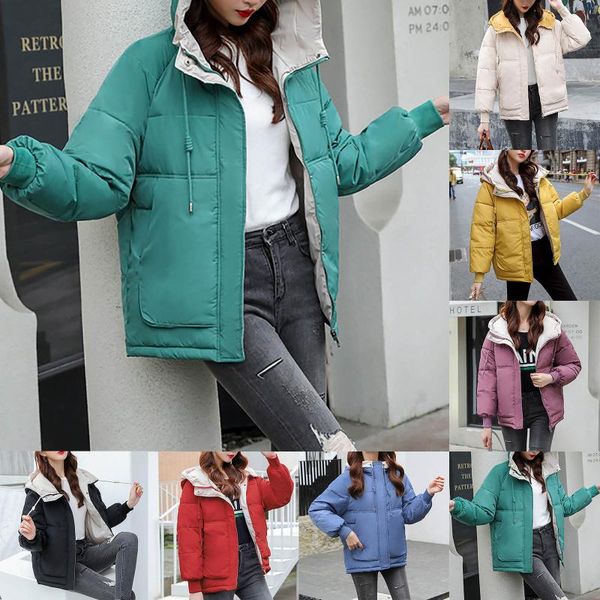 

winter women parkas jackets casual female thicken winter warmer hooded jackets coat for women pocket coat chaquetas para mujer, Black