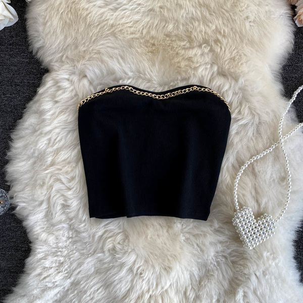 

2021 new singiny current design female hose thin shoulder short tank summer without back straps crop 6de3, White