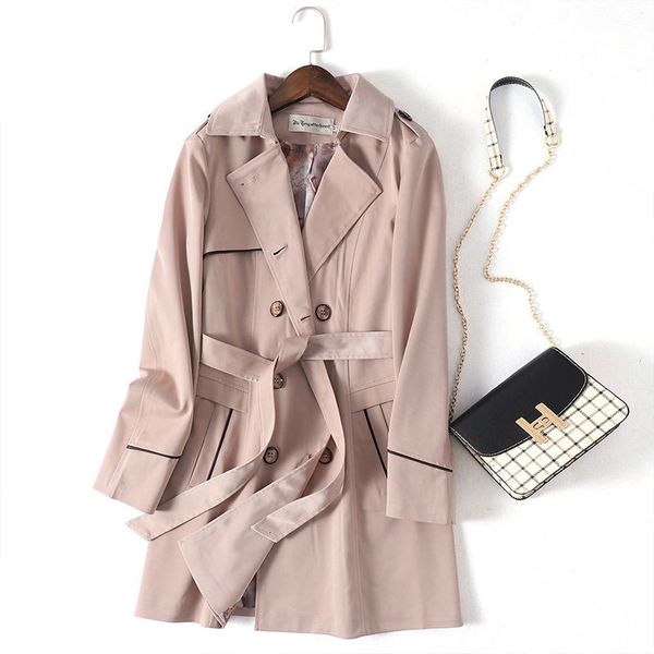 

spring women's 2020 fashion elegant trench coat women double-breasted temperament lapel long-sleeved casual windbreaker new z889, Black;white