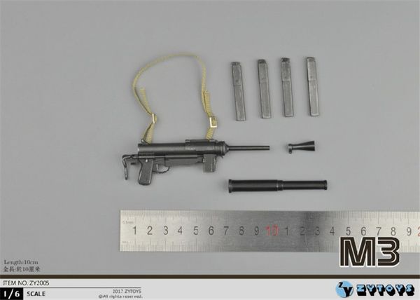 

1:6 scale m3 submachine gun wwii weapon plastic model toys fit 12" action figure cannot shooting