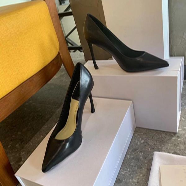 

super high heel women's pumps genuine leather shoes for women solid thin heel pumps wedding party dress shoes large size 34-42, Black