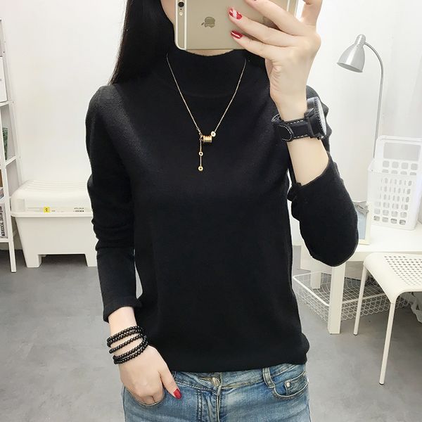 

2021 new new half-female turtleneck in addition to velvet fall and winter thick female bottom sweater h00239 n2s3, White;black