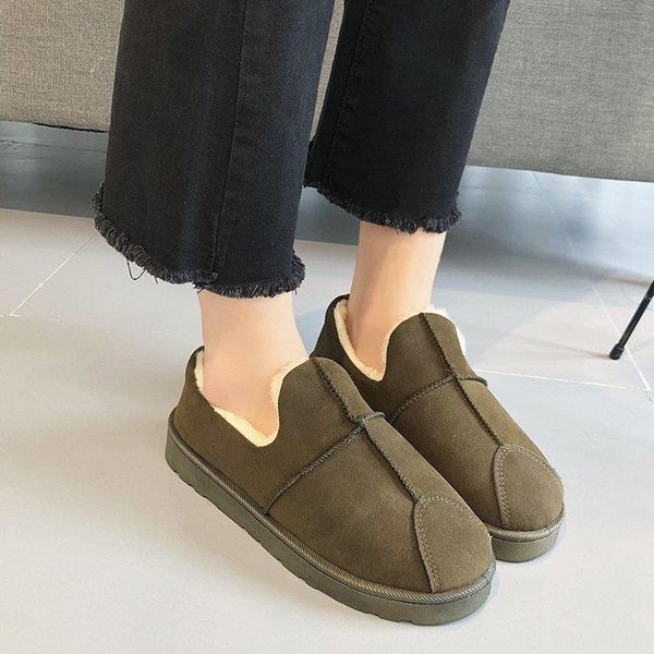 

boots snow women non-slip plush winter suede fur warm ankle for booties botas mujer, Black