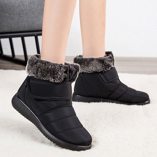 

women boots 2020 fashion waterproof snow boots for winter shoes women casual lightweight ankle warm winter #mx3f, Black