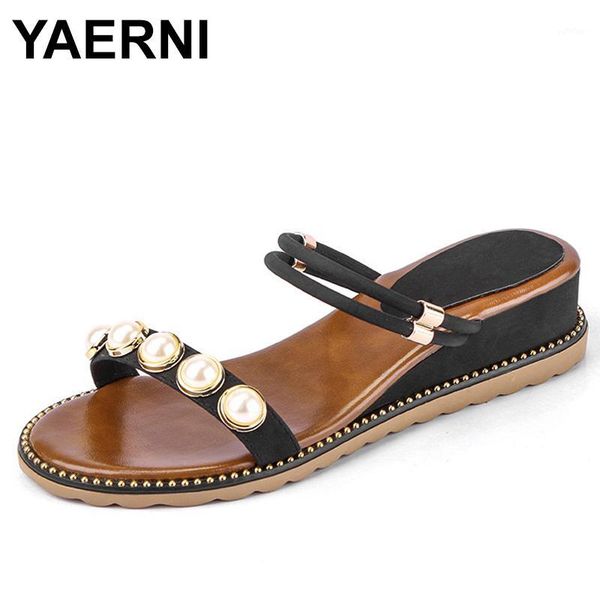 

yaerni 2020 summer wedge sandals summer women shoes elegant ladies shoes women sandals woman wedge shoese9471, Black