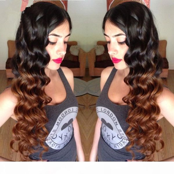 

#1bt30 color glueless lace front human hair wigs for black women brazilian virgin hair full lace wig two tone ombre lace wigs, Black;brown