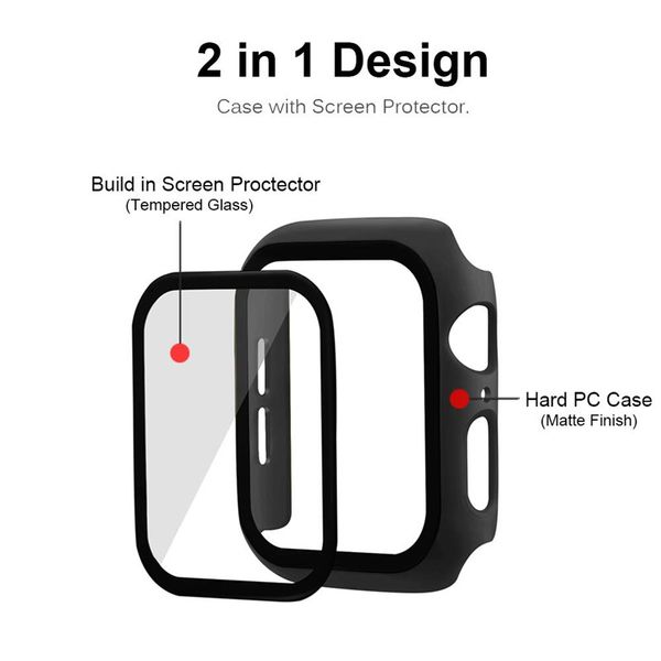 

glass+cover for apple watch case 7 6 5 se 45mm 44mm 41mm 40mm bumper screen protector for iwatch series 4 3 2 1 38mm 42mm