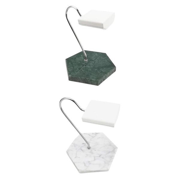 

2pcs marble base & pu watch display stand holder placement, Black;white
